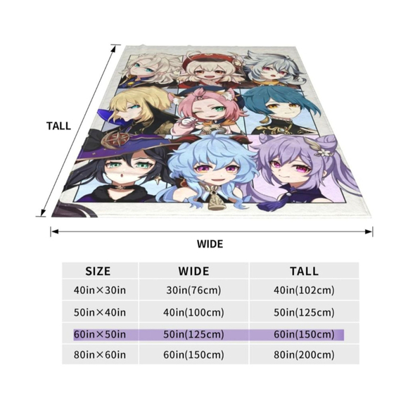 Anime Unisex Blanket 60x50 inch White Multi-color Genshin - Picture 6 of 7